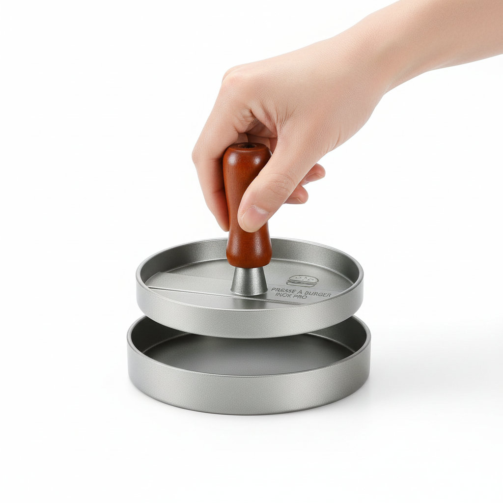 Hamburger Meat Press Patty Maker Stainless Steel Hamburger Mold Non-Stick Burger Meat Maker with 100 Patty Papers Kitchen Grill